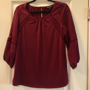 Maroon womens dressy shirt with lace